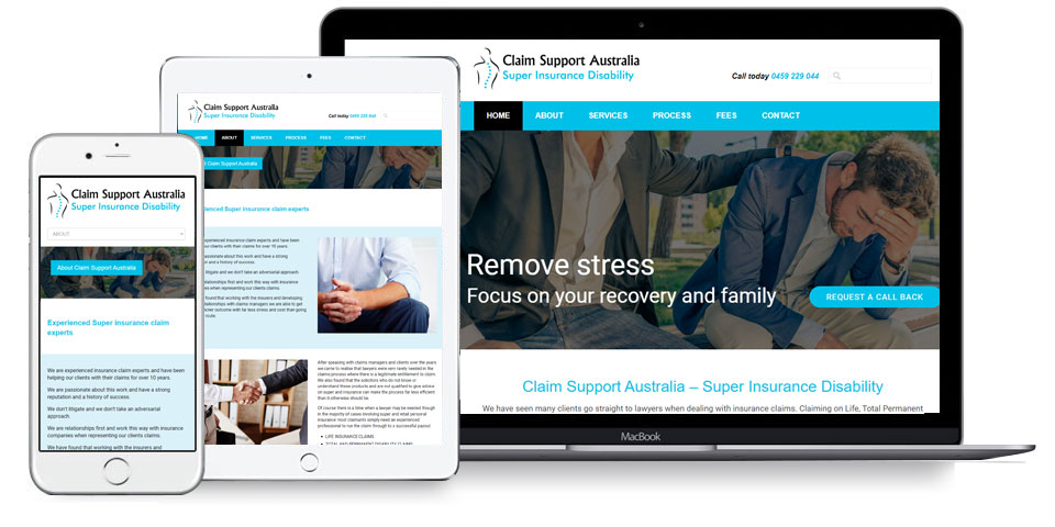 Claim Support Australia responsive website design