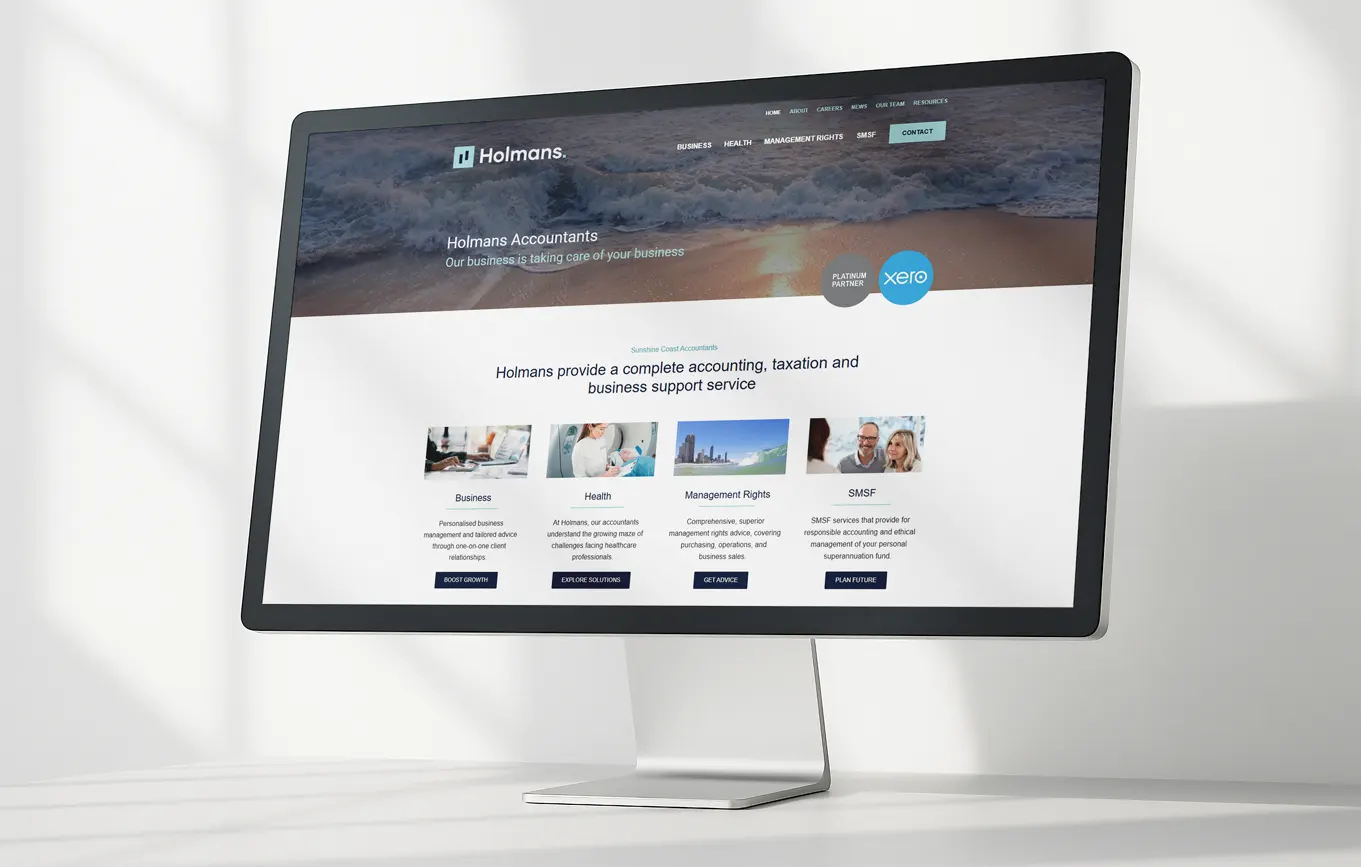 Website design project by a Sunshine Coast design studio for Holmans Accountants