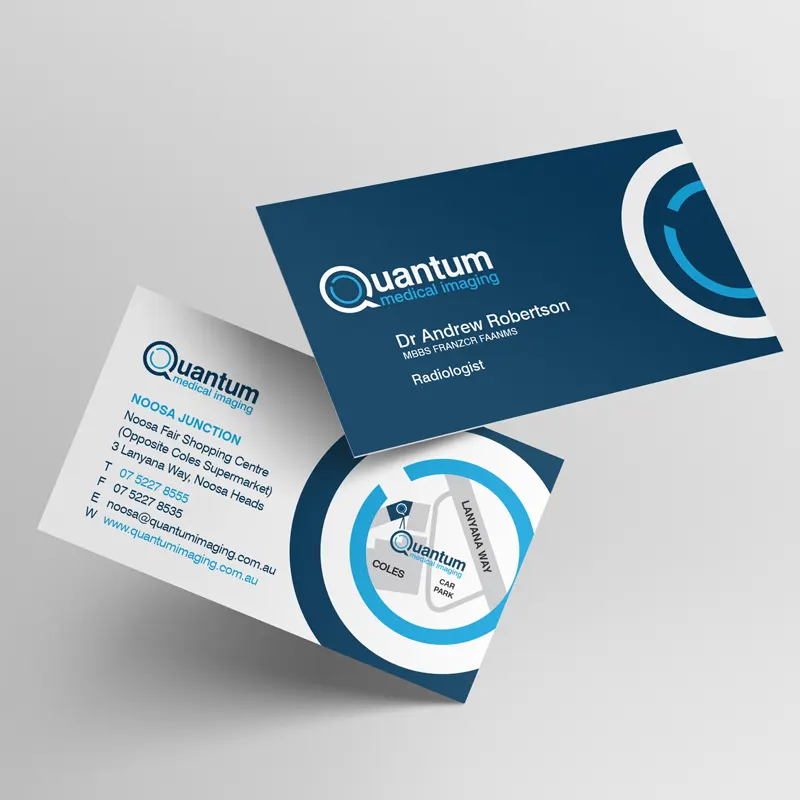 Branding Sunshine Coast business card design for Quantum Medical Imaging