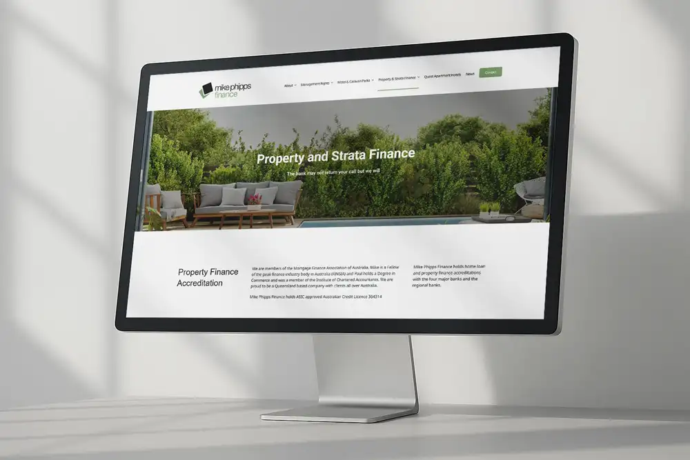 Modern business website design displayed on desktop screen, representing cohesive Sunshine Coast web design.