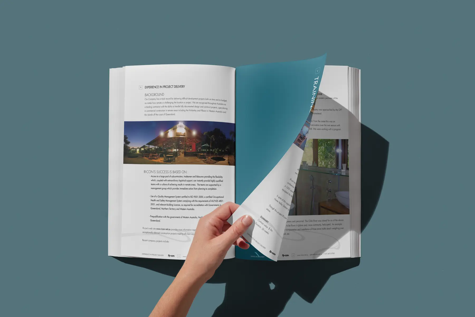 Company profile print design for Ricon created by IC Creative Design