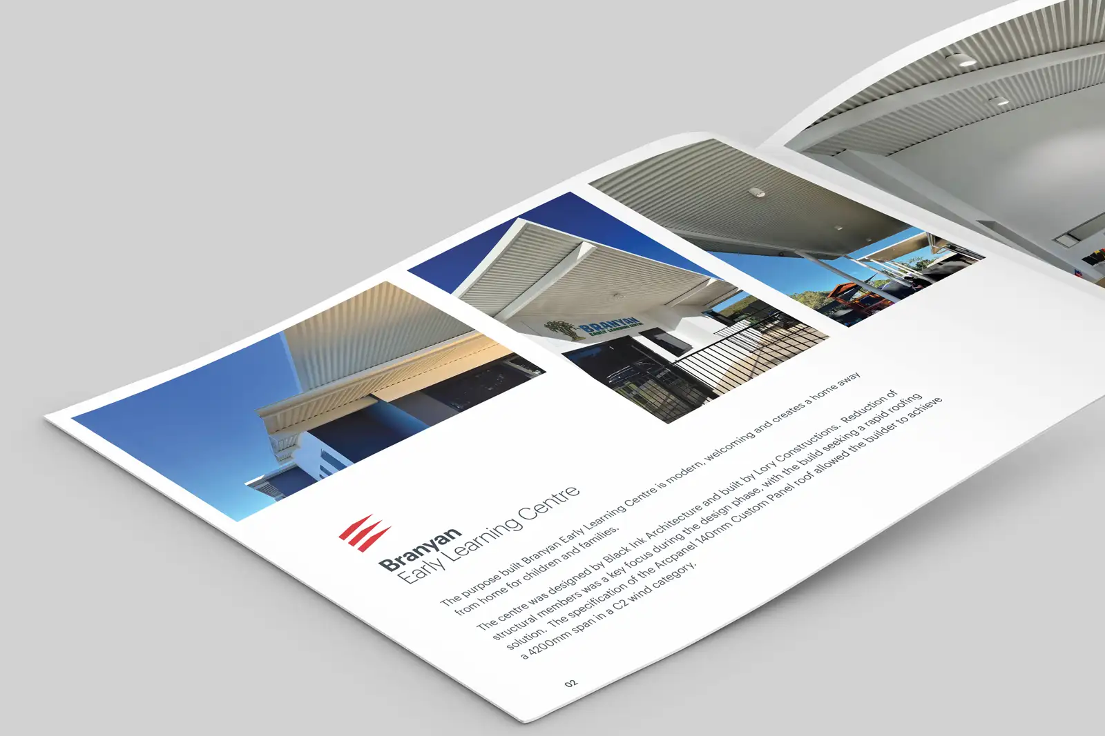 Brochure case study design for ARCPANEL featuring completed architectural projects
