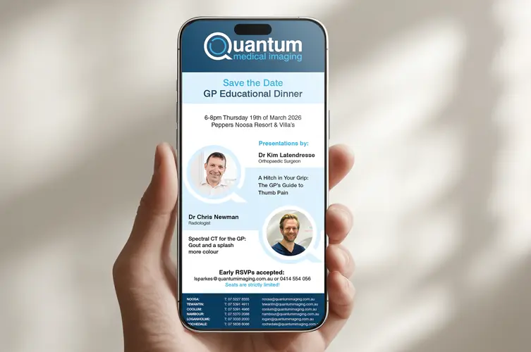 Branded mobile graphic design for Quantum Medical Imaging