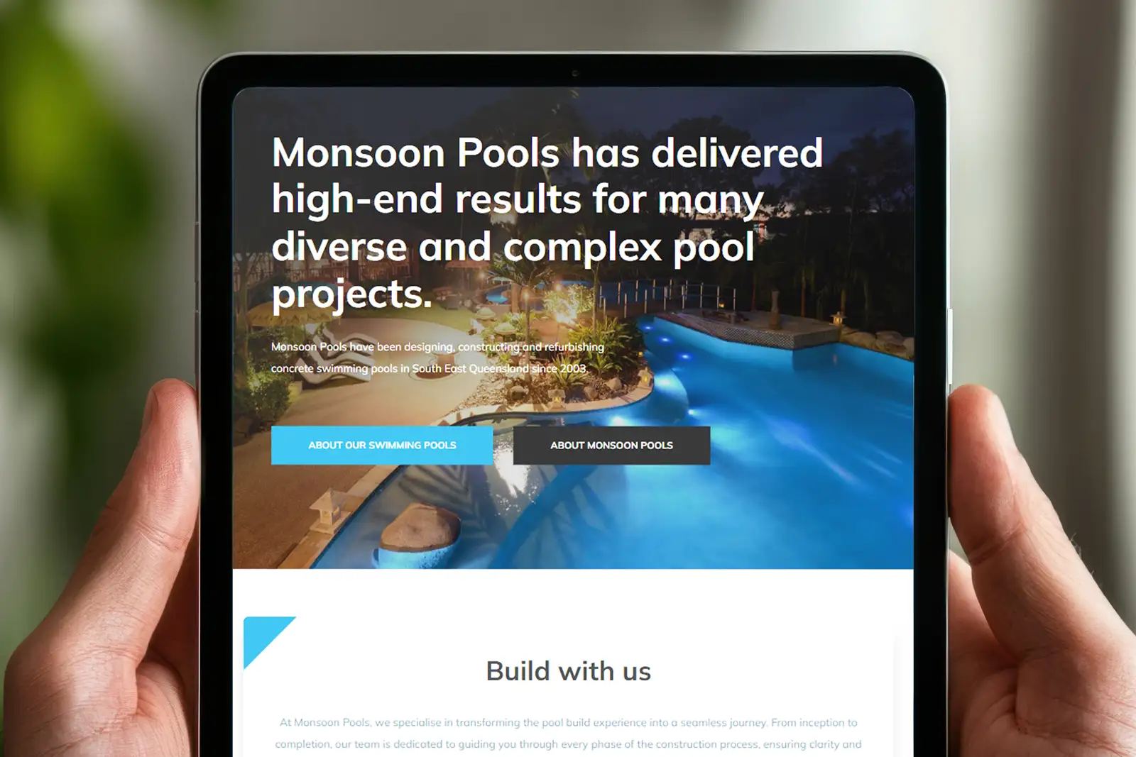 small business branding – Monsoon Pools website design