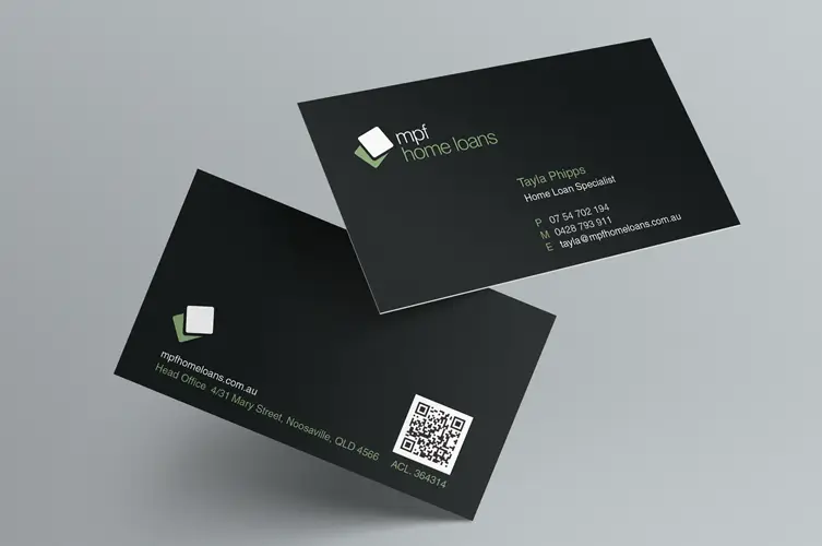 Responsive website design branding applied to MPF Home Loans business cards