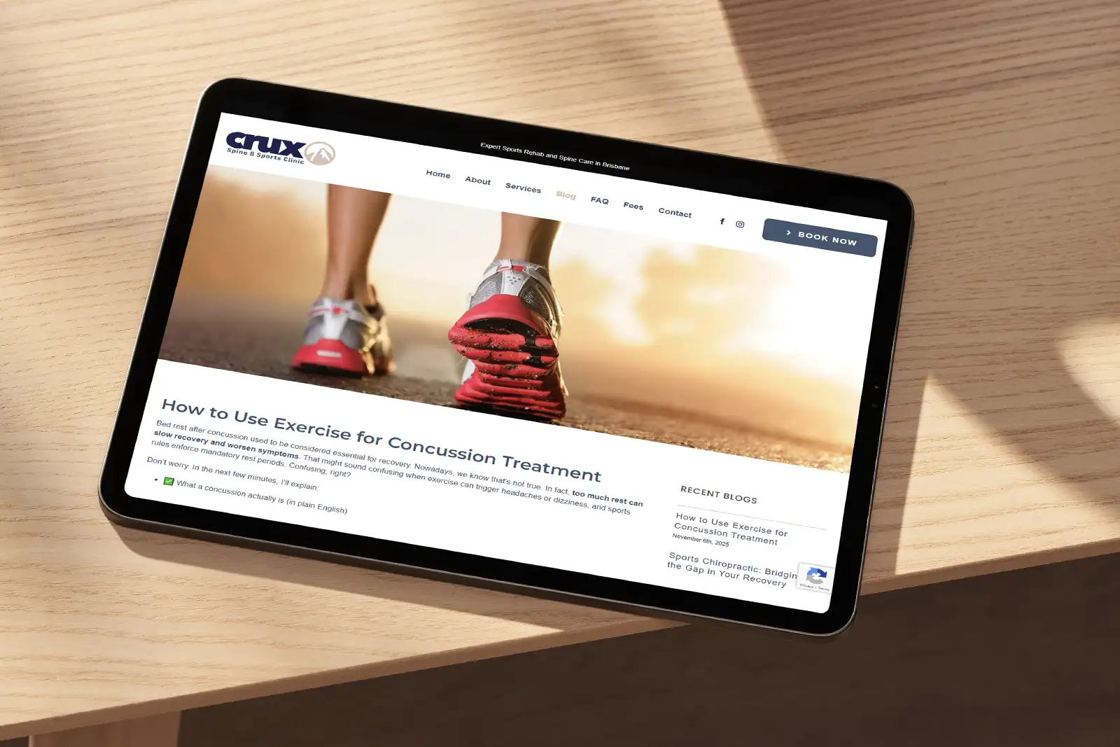 Crux Spine & Sports Clinic Website Design – Tablet View Branded cycling kit developed as part of the Multi Sport Consultants website project