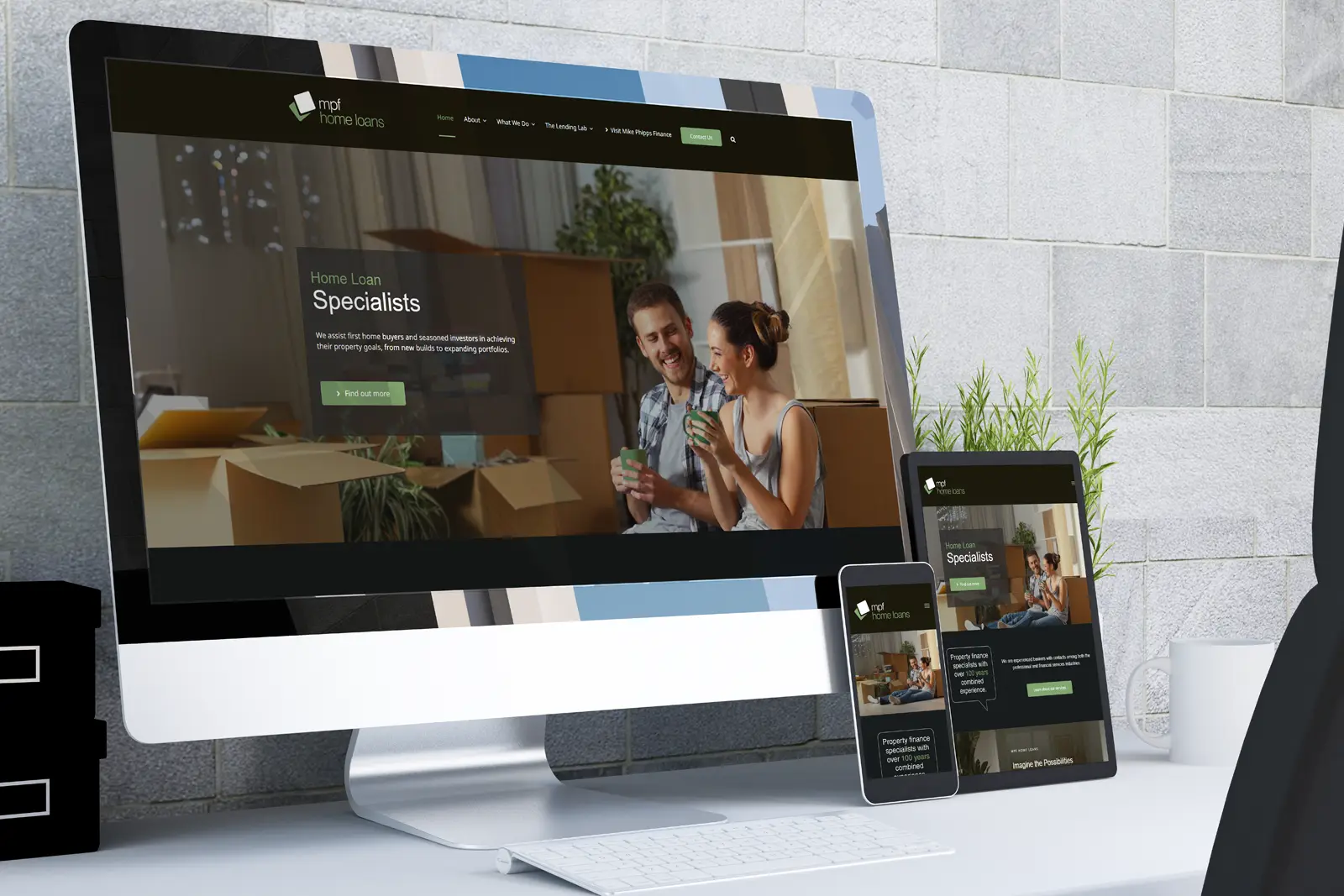 Responsive website design for MPF Home Loans displayed across desktop, tablet and mobile devices