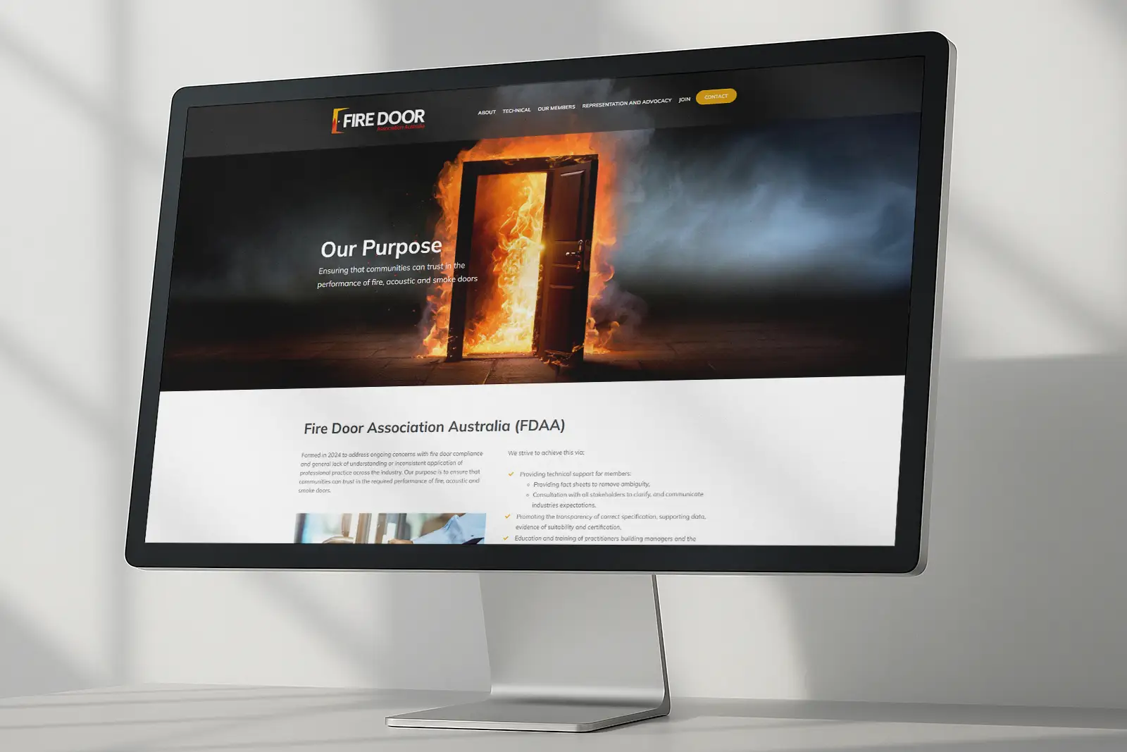 Brand and website design for Fire Door Association Australia homepage