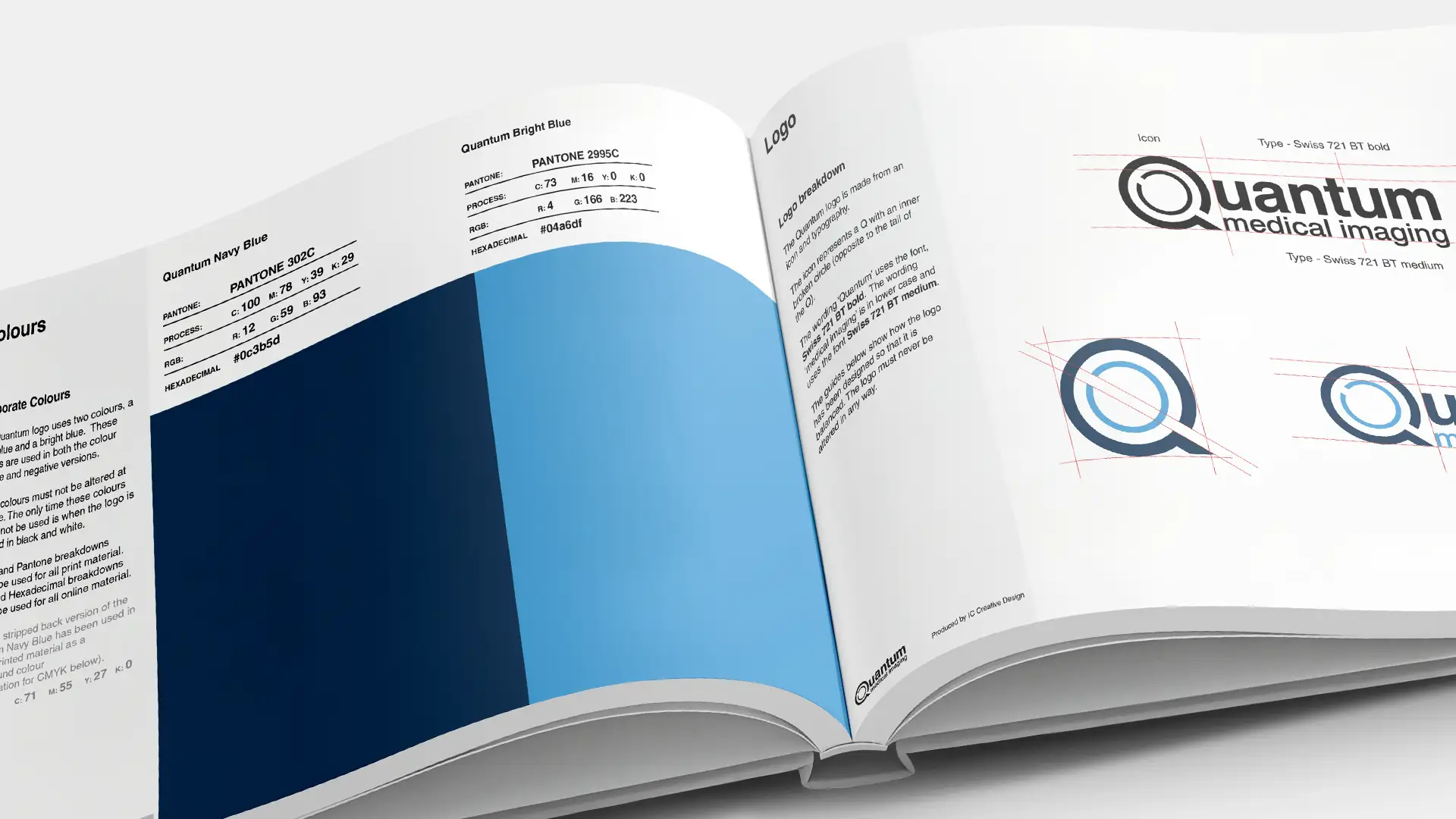 brand development guidelines showing logo construction and colour palette by IC Creative Design